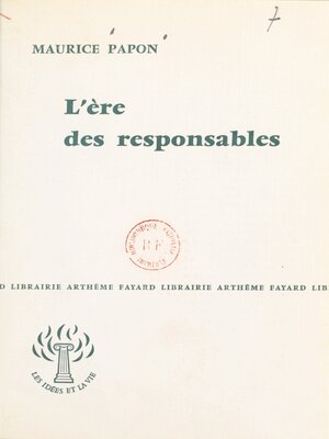 cover image of L'ère des responsables